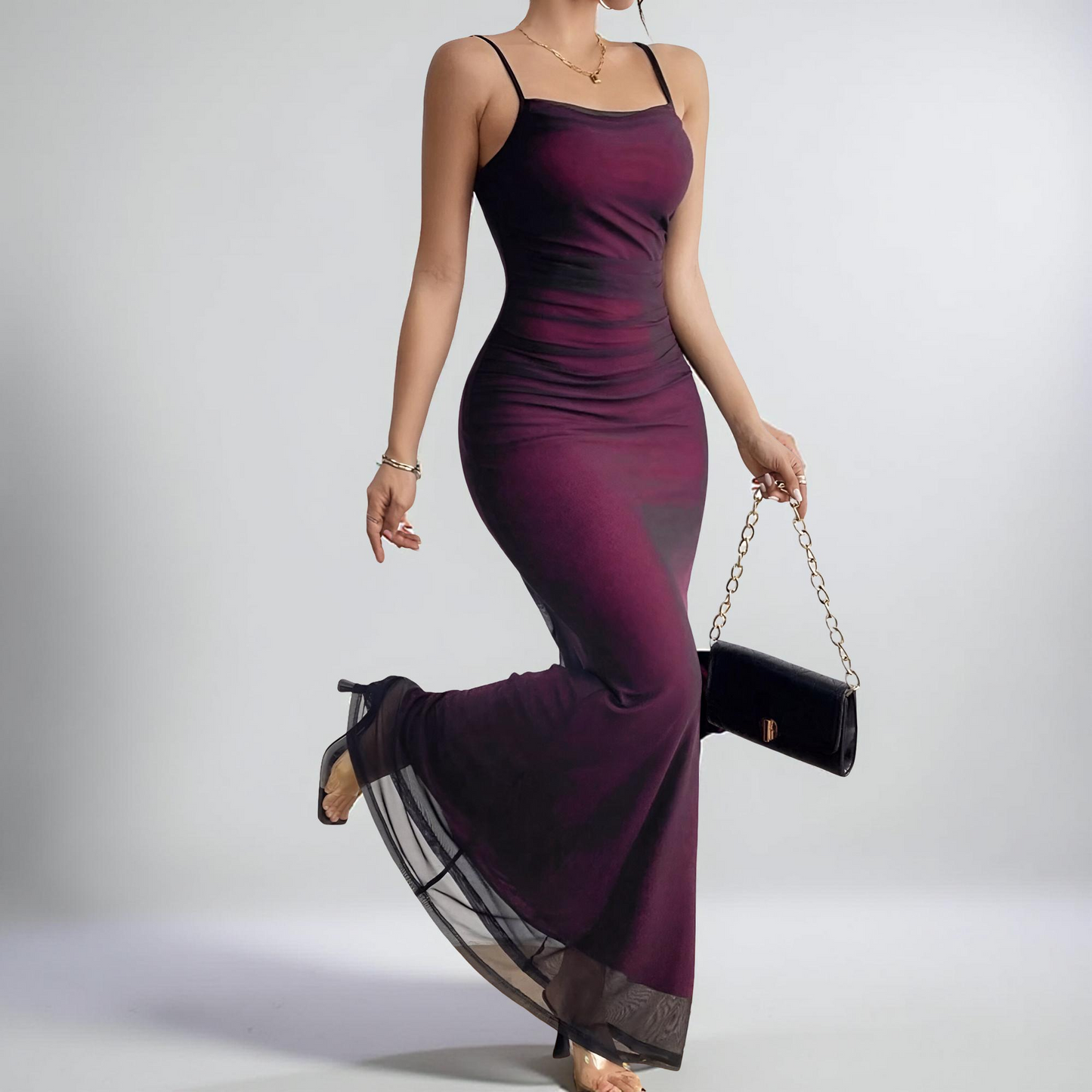 Sheer Mesh Bodycon Maxi Dress